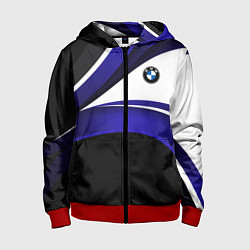 Толстовка на молнии детская BMW Logotype - blue waves, цвет: 3D-красный