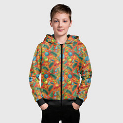 Толстовка на молнии детская Летние каникулы микс из паттерна, цвет: 3D-черный — фото 2