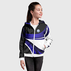 Толстовка на молнии детская Фольцваген - синяя волна, цвет: 3D-белый — фото 2