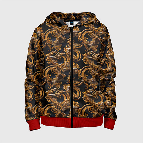 Детская толстовка на молнии Изящные завитки паттерн / 3D-Красный – фото 1