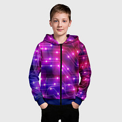 Толстовка на молнии детская Неоновый фон печатной платы, цвет: 3D-синий — фото 2