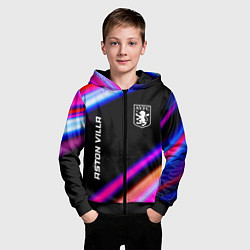 Толстовка на молнии детская Aston Villa speed game lights, цвет: 3D-черный — фото 2