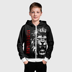 Толстовка на молнии детская Лев - время сильных, цвет: 3D-белый — фото 2