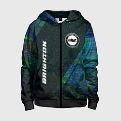 Толстовка на молнии детская Brighton glitch blue, цвет: 3D-черный