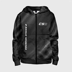 Толстовка на молнии детская Counter Strike 2 metal game lines, цвет: 3D-черный