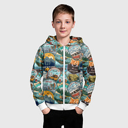 Толстовка на молнии детская Adventure stickers, цвет: 3D-белый — фото 2