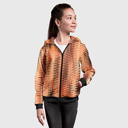 Толстовка на молнии детская Коричневый абстрактные полосы, цвет: 3D-черный — фото 2