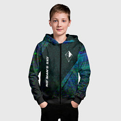 Толстовка на молнии детская No Mans Sky glitch blue, цвет: 3D-черный — фото 2