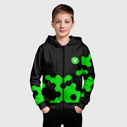 Толстовка на молнии детская Minecraft game creeper, цвет: 3D-черный — фото 2