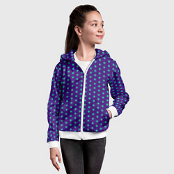 Толстовка на молнии детская Зеленые звезды паттерн, цвет: 3D-белый — фото 2