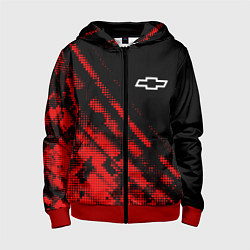 Толстовка на молнии детская Chevrolet sport grunge, цвет: 3D-красный