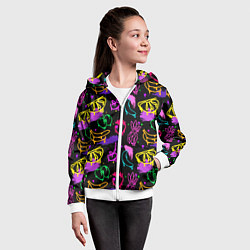 Толстовка на молнии детская Фруктовое граффити паттерн, цвет: 3D-белый — фото 2