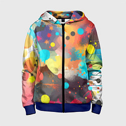 Толстовка на молнии детская Акварельная абстракция - нейросеть, цвет: 3D-синий