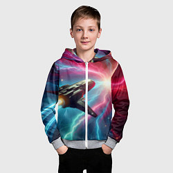 Толстовка на молнии детская Полёт к далёкой звезде - нейросеть, цвет: 3D-меланж — фото 2