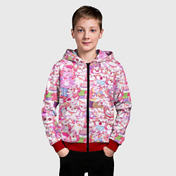 Толстовка на молнии детская Стикеры вконтакте собака, цвет: 3D-красный — фото 2