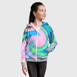 Толстовка на молнии детская Абстракция спиральная, цвет: 3D-меланж — фото 2