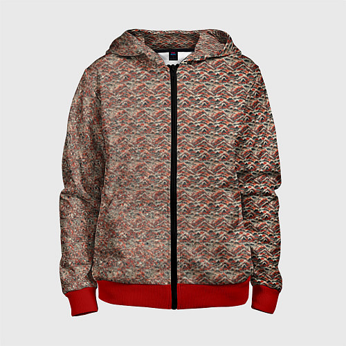 Детская толстовка на молнии Паттерн японских гор / 3D-Красный – фото 1