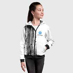 Толстовка на молнии детская Фольксваген - следы от шин, цвет: 3D-черный — фото 2