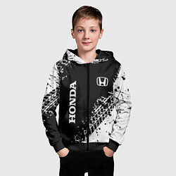 Толстовка на молнии детская Хонда: следы от шин, цвет: 3D-черный — фото 2