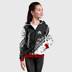 Толстовка на молнии детская Ситроен: следы от шин, цвет: 3D-красный — фото 2