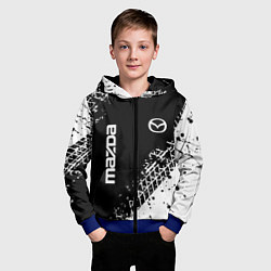 Толстовка на молнии детская Мазда: следы от шин, цвет: 3D-синий — фото 2