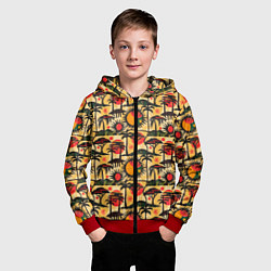 Толстовка на молнии детская Африка солнце пальмы, цвет: 3D-красный — фото 2