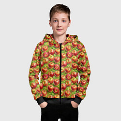 Толстовка на молнии детская Румяные яблоки паттерн, цвет: 3D-черный — фото 2