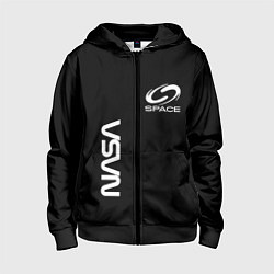 Толстовка на молнии детская Nasa space logo white, цвет: 3D-черный