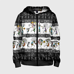 Толстовка на молнии детская Кокопелли - боги индейцев хайда, цвет: 3D-черный