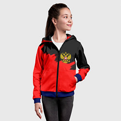 Толстовка на молнии детская Россия красные краски, цвет: 3D-синий — фото 2