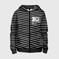 Толстовка на молнии детская Thirty Seconds to Mars pattern optic, цвет: 3D-черный