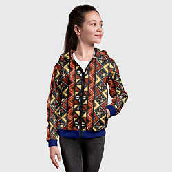 Толстовка на молнии детская Африканский мавританский орнамент, цвет: 3D-синий — фото 2