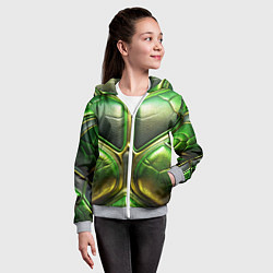 Толстовка на молнии детская Объемная зеленая текстурная кожа, цвет: 3D-меланж — фото 2