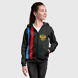 Толстовка на молнии детская Россия спорт герб, цвет: 3D-черный — фото 2