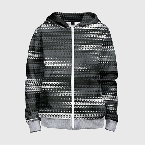 Детская толстовка на молнии Тёмный серый абстрактные полосы / 3D-Меланж – фото 1