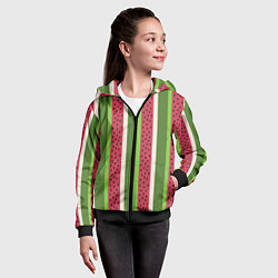 Толстовка на молнии детская Арбузный паттерн, цвет: 3D-черный — фото 2