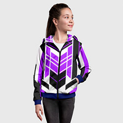 Толстовка на молнии детская Purple and black stripes on a white background, цвет: 3D-синий — фото 2