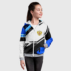 Толстовка на молнии детская Россия геометрия текстура, цвет: 3D-меланж — фото 2