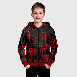 Толстовка на молнии детская Twenty one pilots pattern rock, цвет: 3D-красный — фото 2