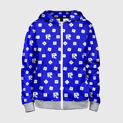 Толстовка на молнии детская Roblox blue pattern, цвет: 3D-меланж