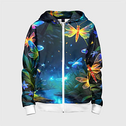 Толстовка на молнии детская Сказочный лес - бабочки, цвет: 3D-белый