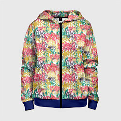 Толстовка на молнии детская Граффити с подтёками, цвет: 3D-синий