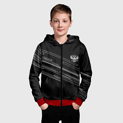 Толстовка на молнии детская Герб РФ полосы геометрия, цвет: 3D-красный — фото 2