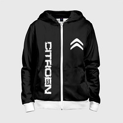 Толстовка на молнии детская Citroen logo white, цвет: 3D-белый