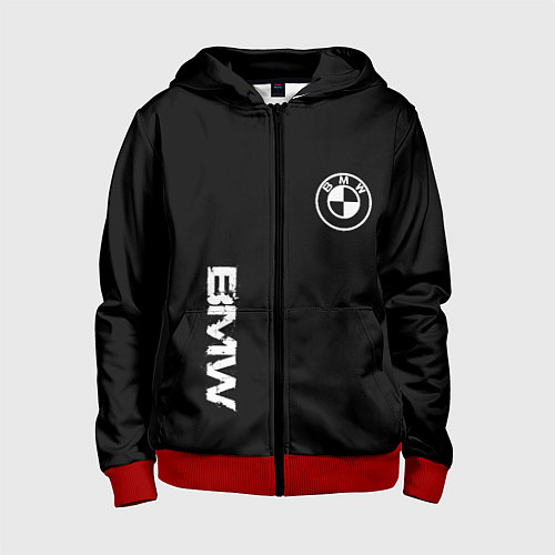 Детская толстовка на молнии BMW logo white auto / 3D-Красный – фото 1