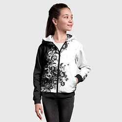 Толстовка на молнии детская Чёрно белый стильный узор, цвет: 3D-черный — фото 2