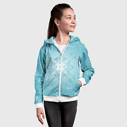 Толстовка на молнии детская Векторные узоры на нежно-бирюзовом фоне, цвет: 3D-белый — фото 2