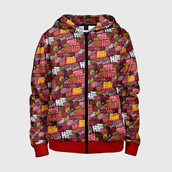 Толстовка на молнии детская Разыгрывай неприязнь, цвет: 3D-красный