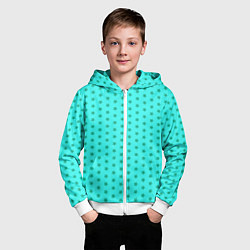 Толстовка на молнии детская Паттерн неоновый циан со звездами, цвет: 3D-белый — фото 2