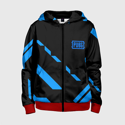 Детская толстовка на молнии PUBG blue geometry / 3D-Красный – фото 1